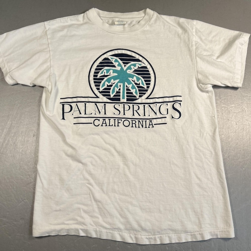 Vintage Palm Springs California single stitch Shirt Mens M White